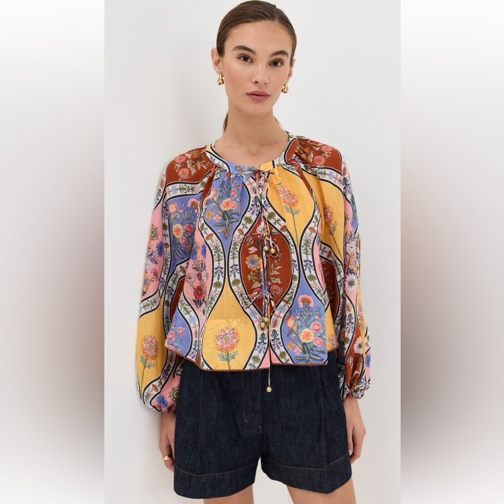 Henri Voile Colorful Patterned Top like new